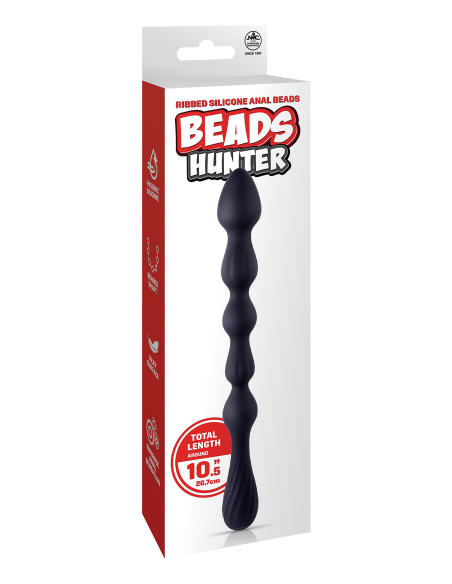 NMC 10.5 INCH RIBBED SILICONE ANAL BALL BEADS BLACK